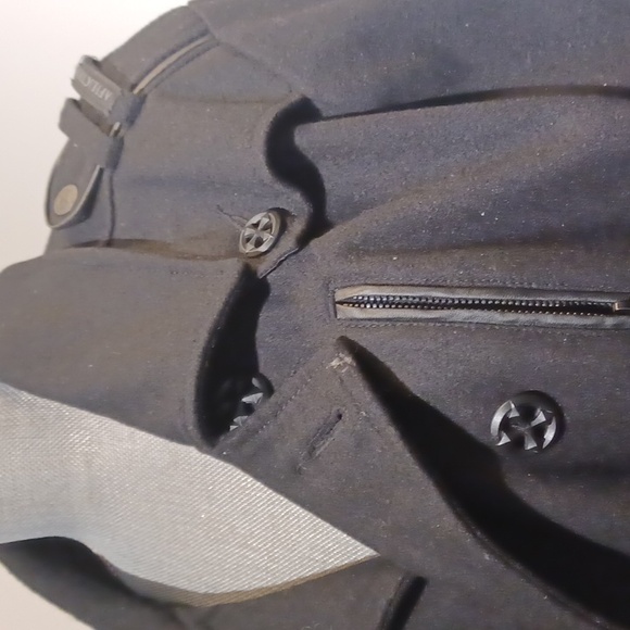 Men's Affliction peacoat "LIVE" Black wool blend Embroidered Back EUC XL - Picture 5 of 11